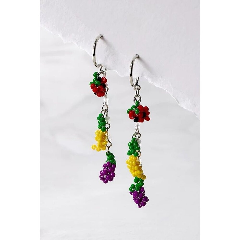 Free‎ People Earrings Sweet Treat Beaded Dangle in Fruit Salad NWT